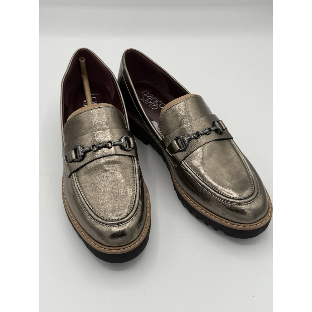 Franco Sarto Colette lug sole loafers in a metallic pewter Women’s 7 NEW W/ Box!